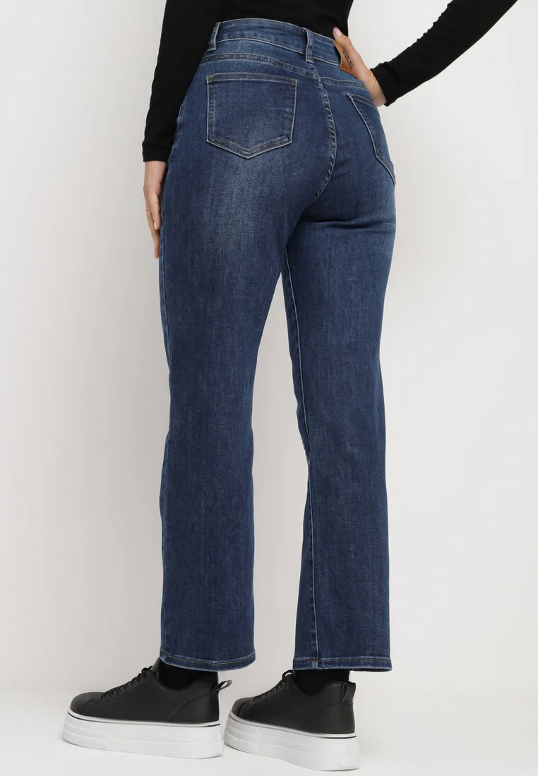 Jean droit taille haute bleu marine - Image 4