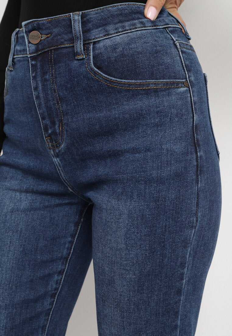 Jean droit taille haute bleu marine - Image 5