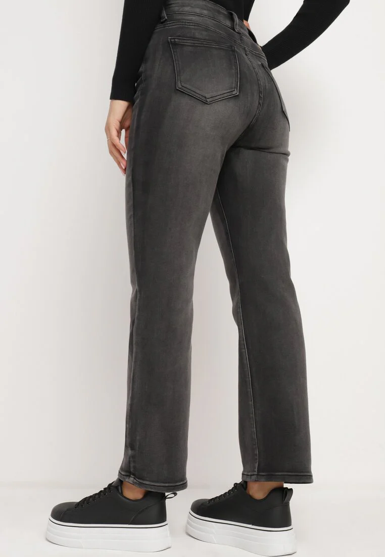 Jean droit taille haute gris anthracite - Image 4