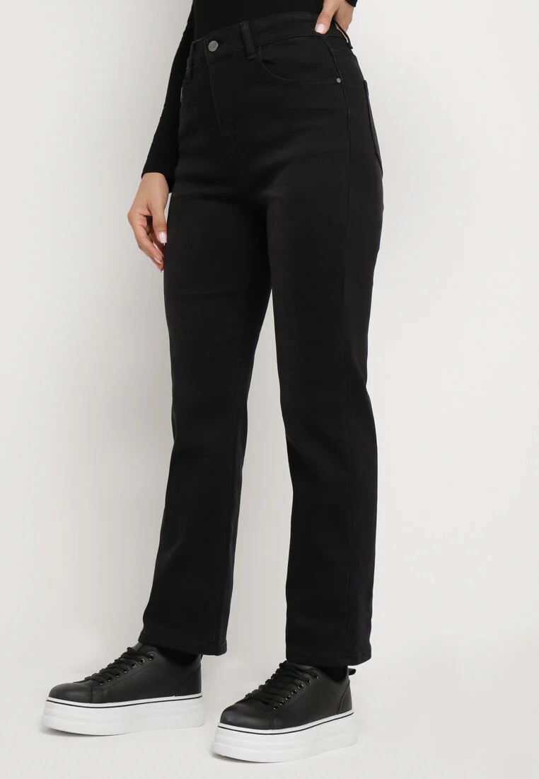 Jean droit taille haute noir - Image 3