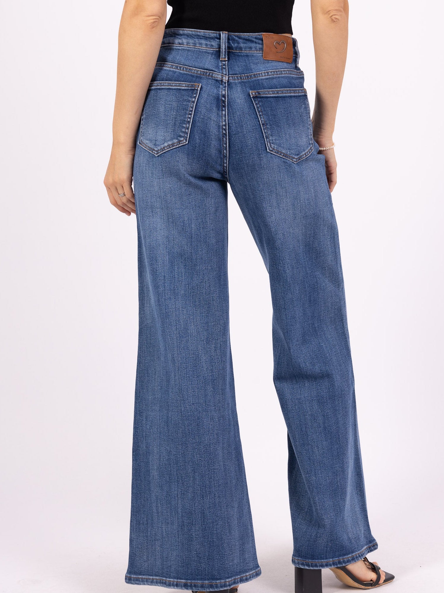 Jean Femme Bleu ciel profond Wide Leg Premium – Taille Haute & Coupe Évasée - Image 5