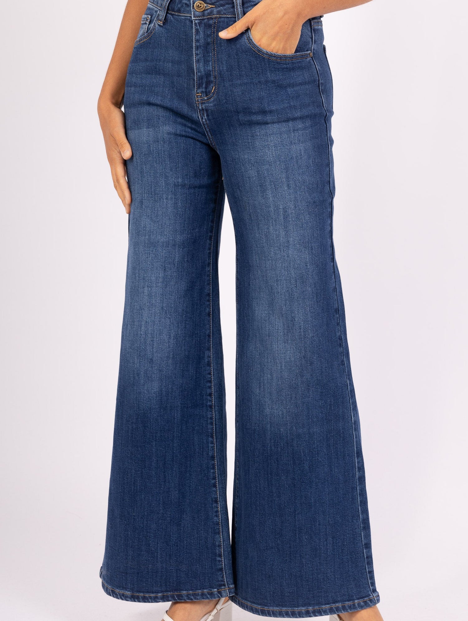 Jean Femme Bleu Wide Leg Premium – Taille Haute & Coupe Évasée - Image 2