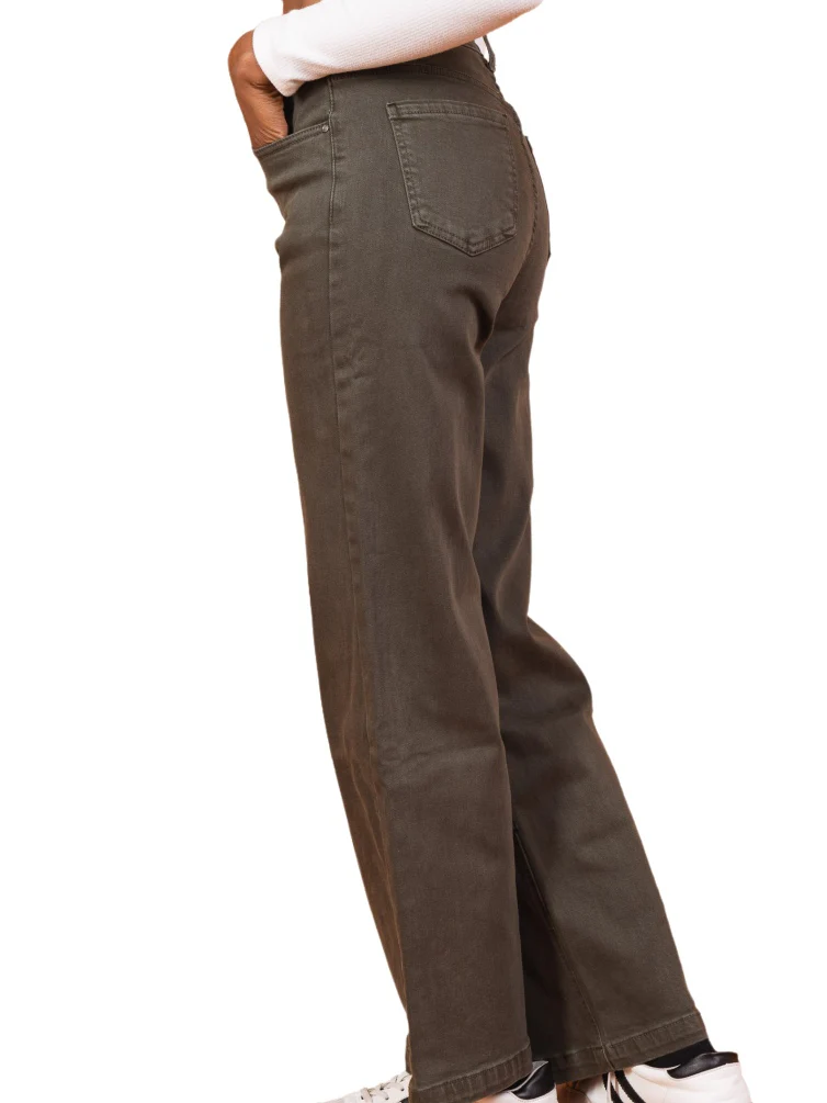 Jean Large Droit Kaki en Denim de Coton – L’Essence du Minimalisme Chic - Image 3