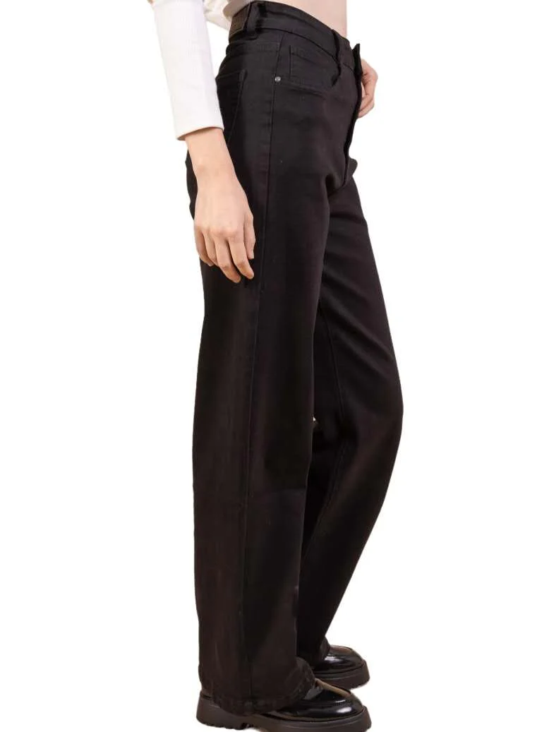 Jean Large Droit Noir en Denim de Coton – L’Essence du Minimalisme Chic - Image 2