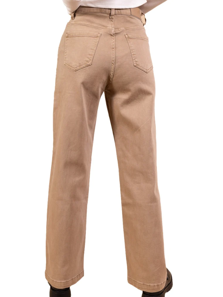 Jean Large Droit Taupe en Denim de Coton – L’Essence du Minimalisme Chic - Image 2
