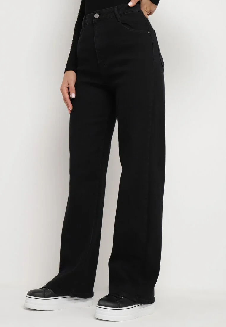 Jean large noir en coton et taille haute - Image 3