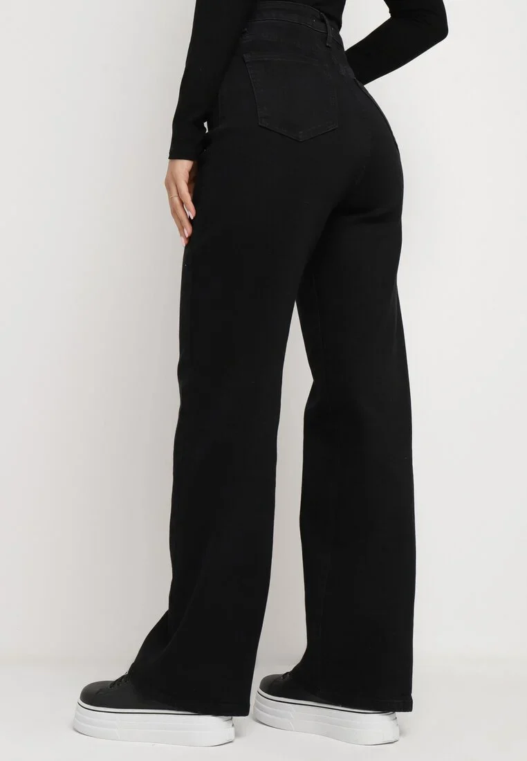 Jean large noir en coton et taille haute - Image 4