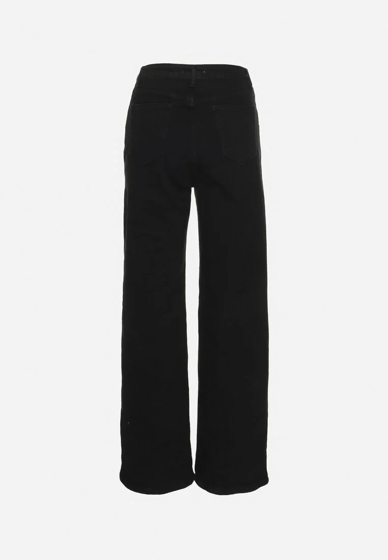 Jean large noir en coton et taille haute - Image 7