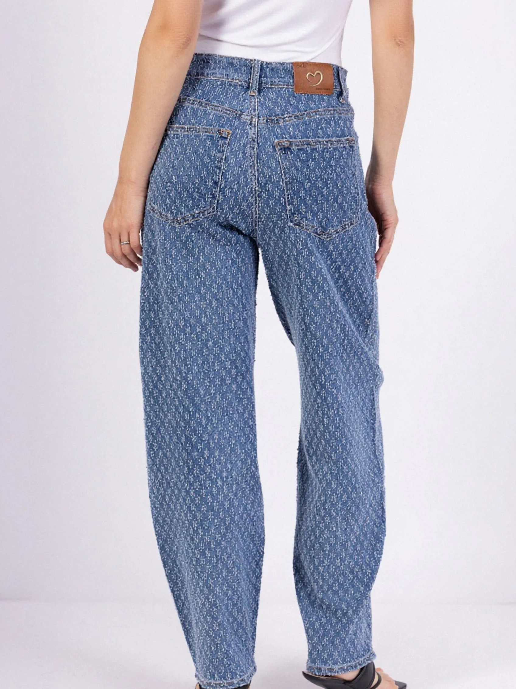 Jean Large Taille Haute avec Strass Style Rétro - Image 3
