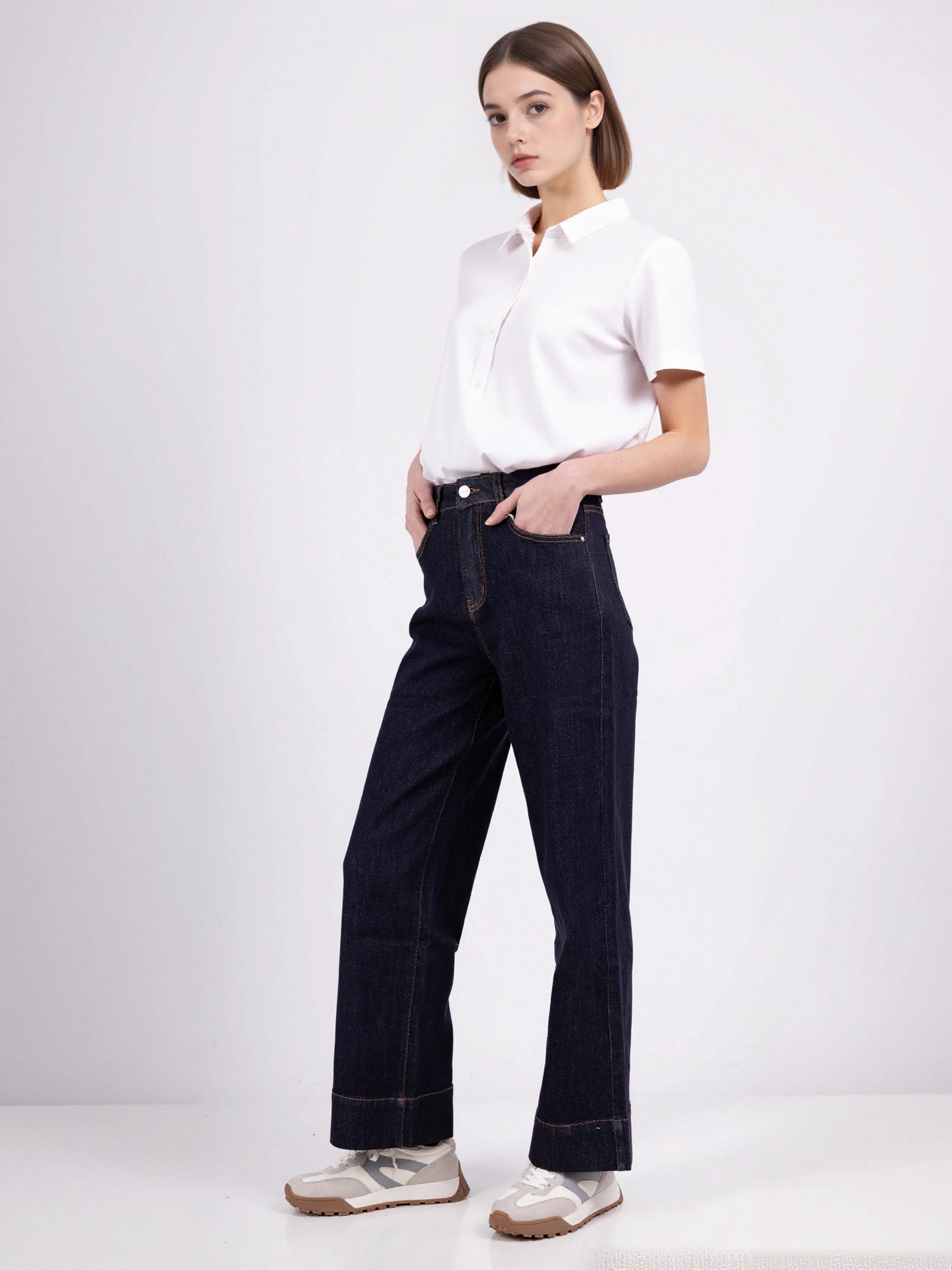 Jean large taille haute ourlets marqués - Image 2