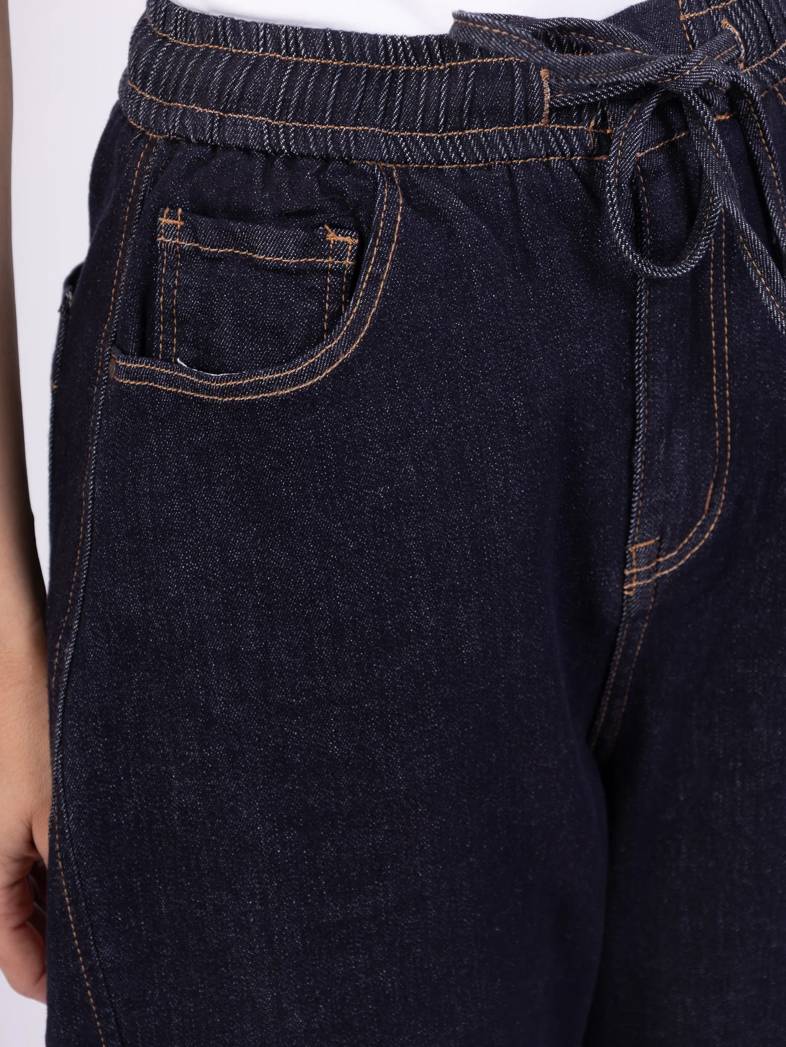 Jean Loose Femme – Taille Élastique & Lien à Nouer – Denim Brut - Image 5