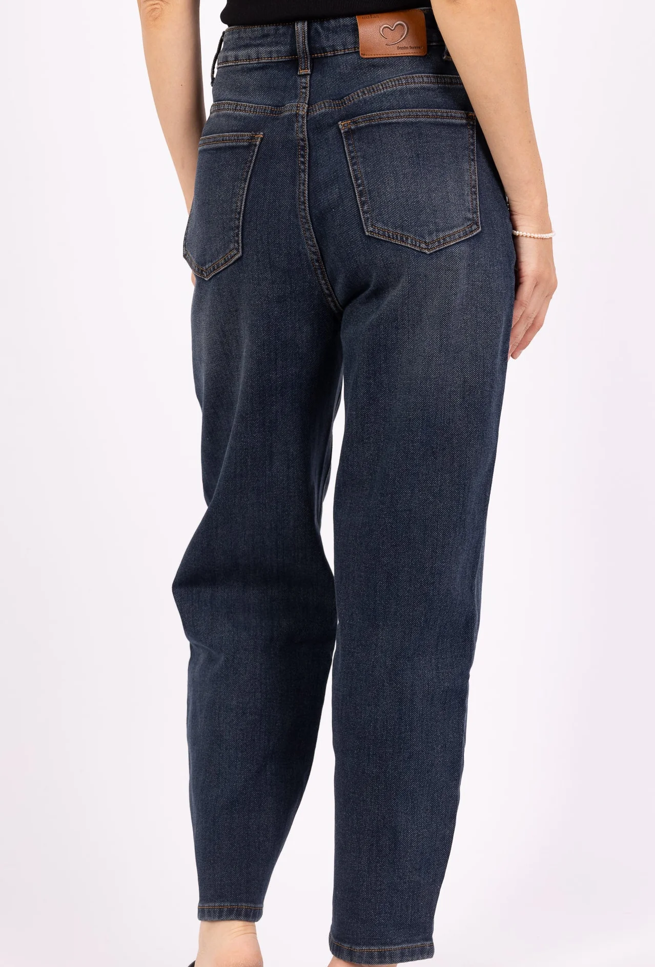 Jean Mom Boutonné – Bleu rétro délavé Casual & Élégant - Image 3
