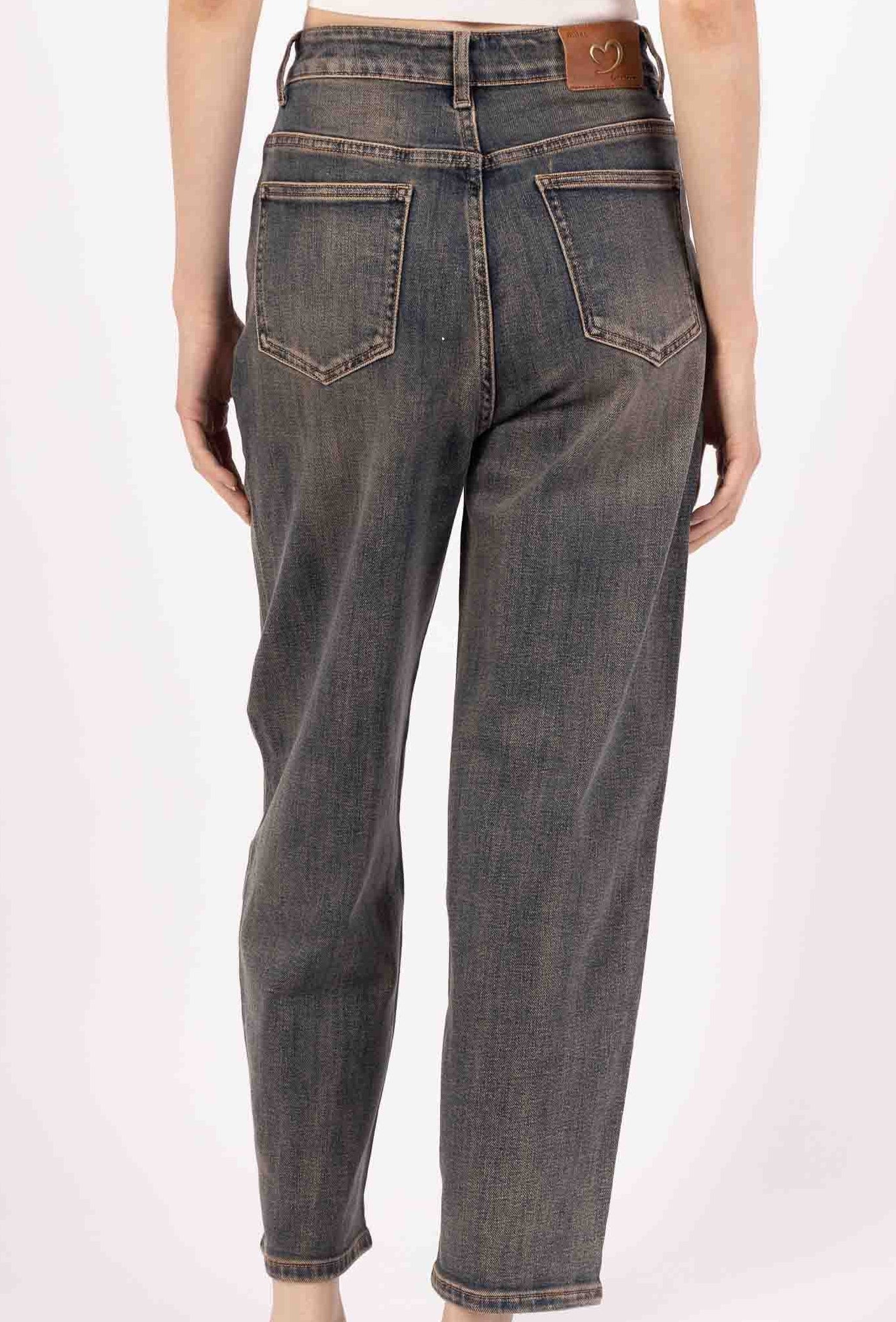 Jean Mom Boutonné – Bleu Vintage Patiné  Casual & Élégant - Image 3