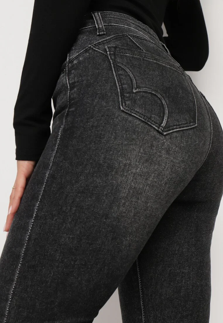 Jean mom fit taille haute gris - Image 5