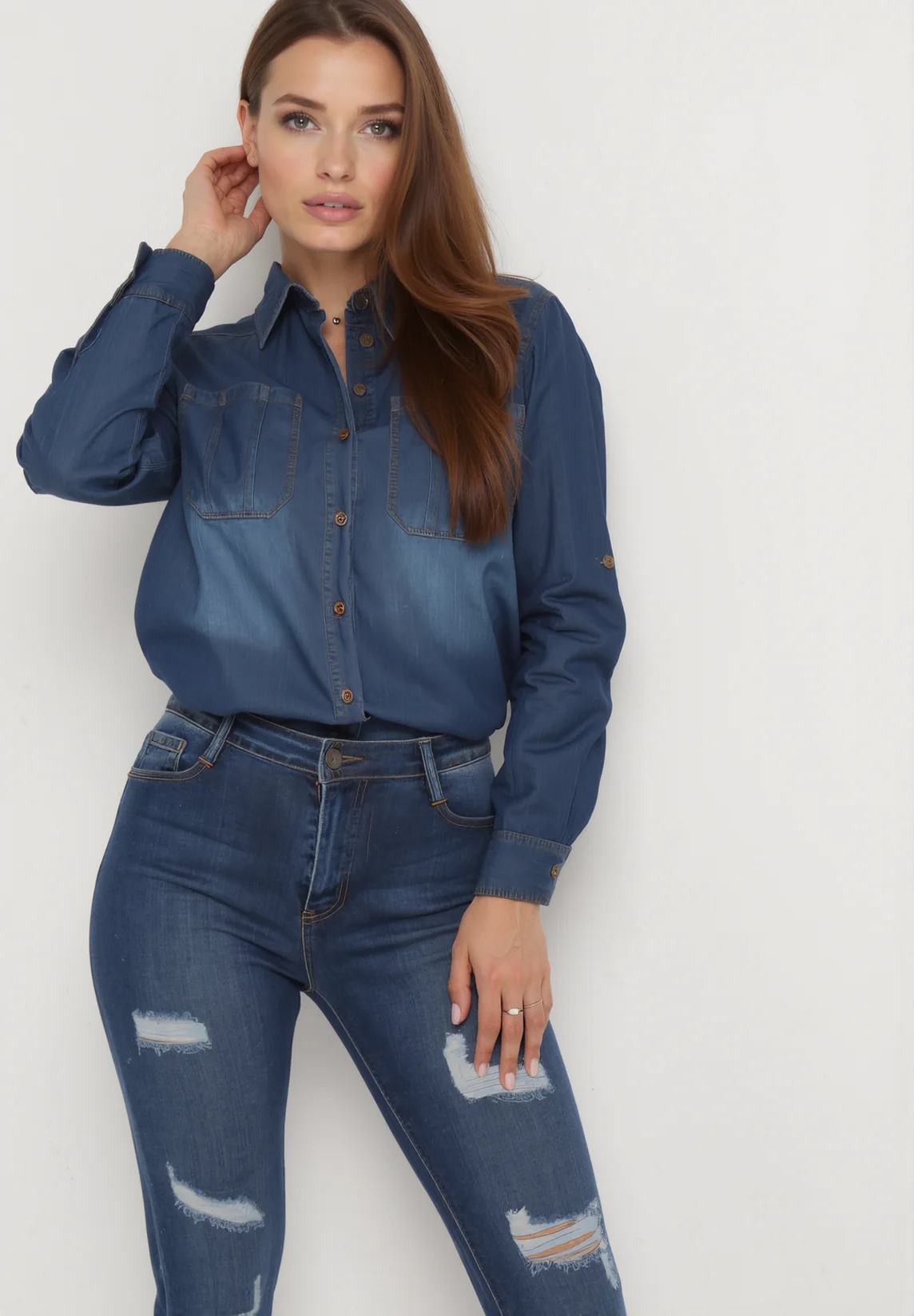 Jean skinny bleu marine déchiré - Image 5