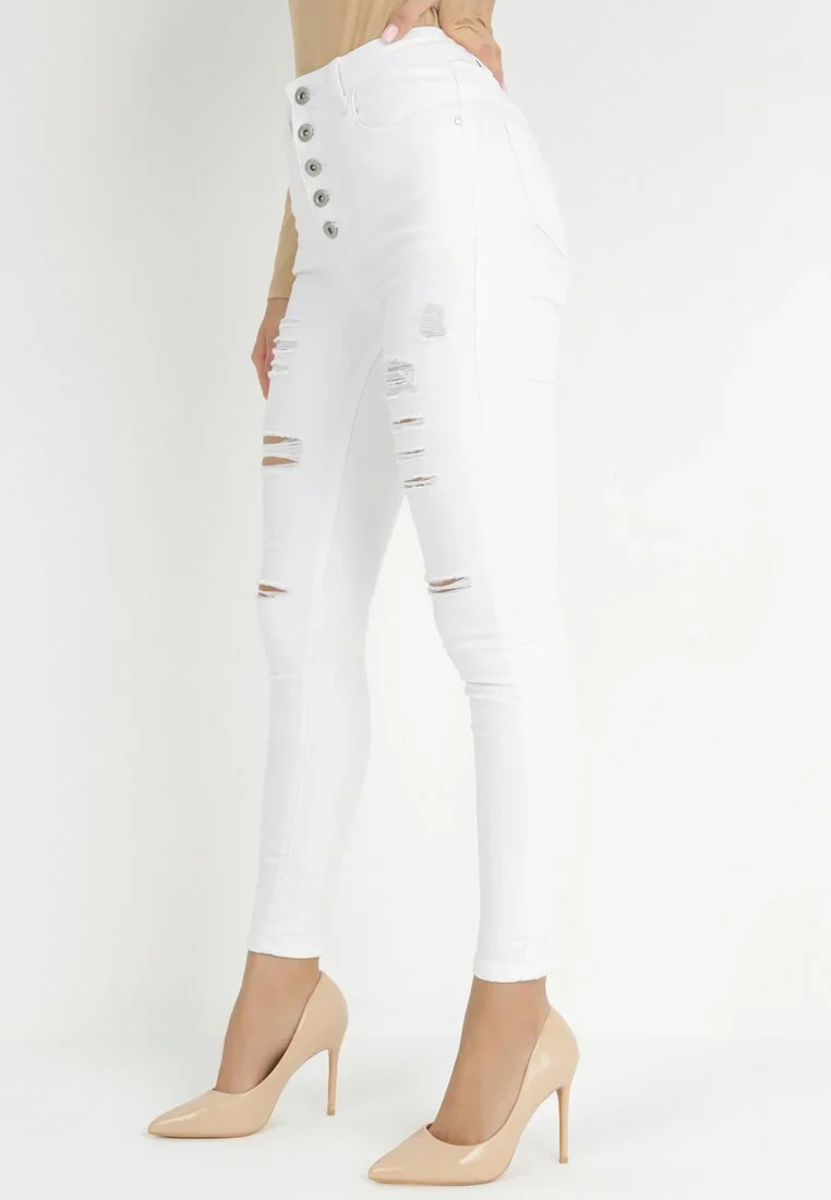 Jean skinny déchiré blanc - Image 3