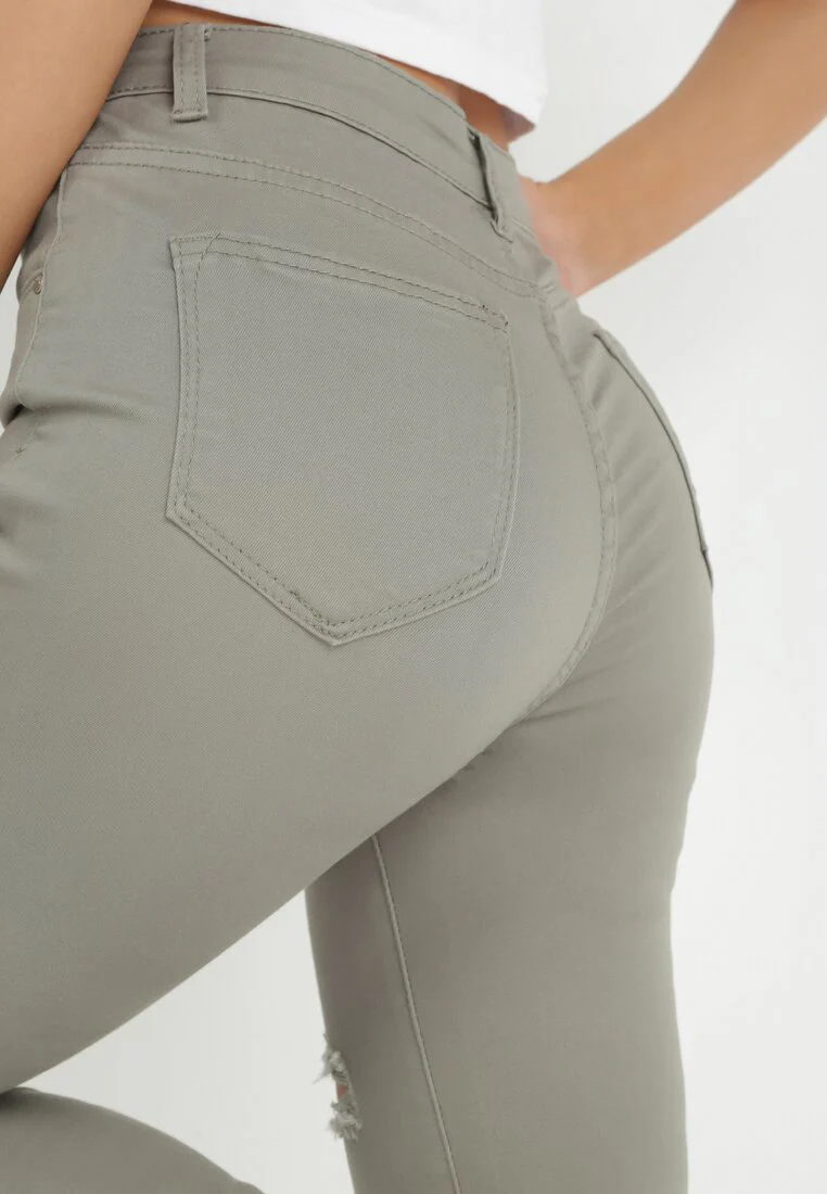 Jean skinny déchiré kaki - Image 5