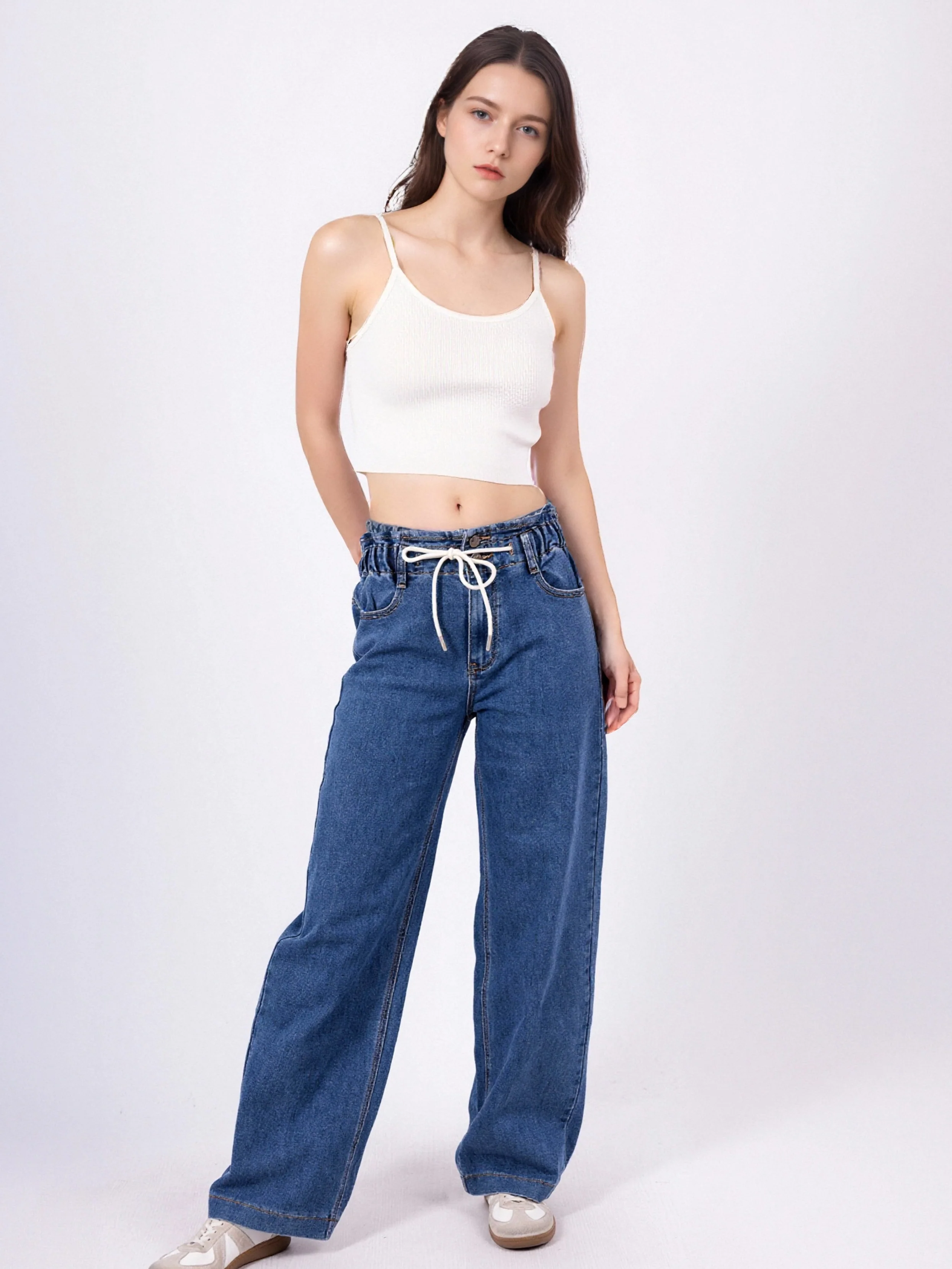 Jean Wide à Taille Élastique