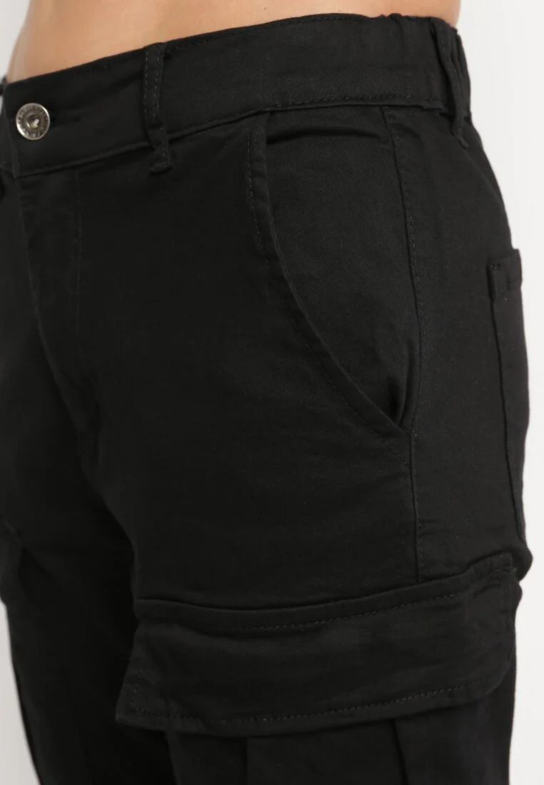 Jogging cargo en coton noir avec taille élastique - Image 5