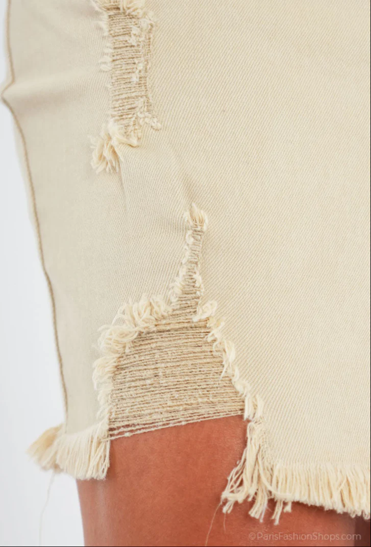 Jupe en jean avec boutons et ourlet effiloché - Image 12