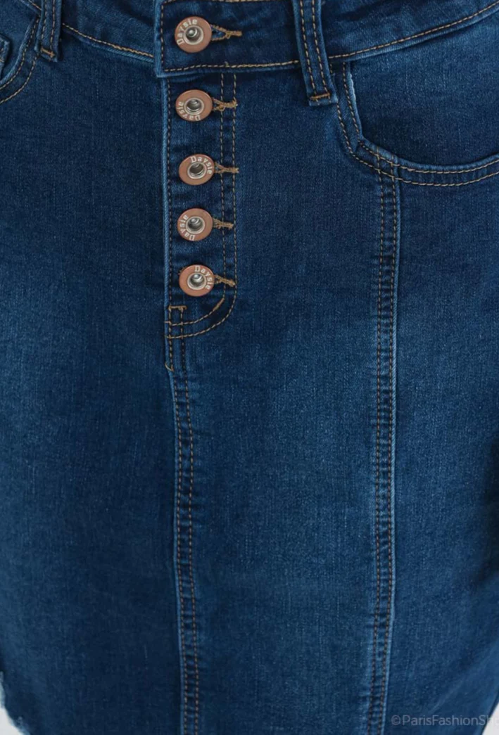 Jupe en jean avec boutons et ourlet effiloché - Image 3