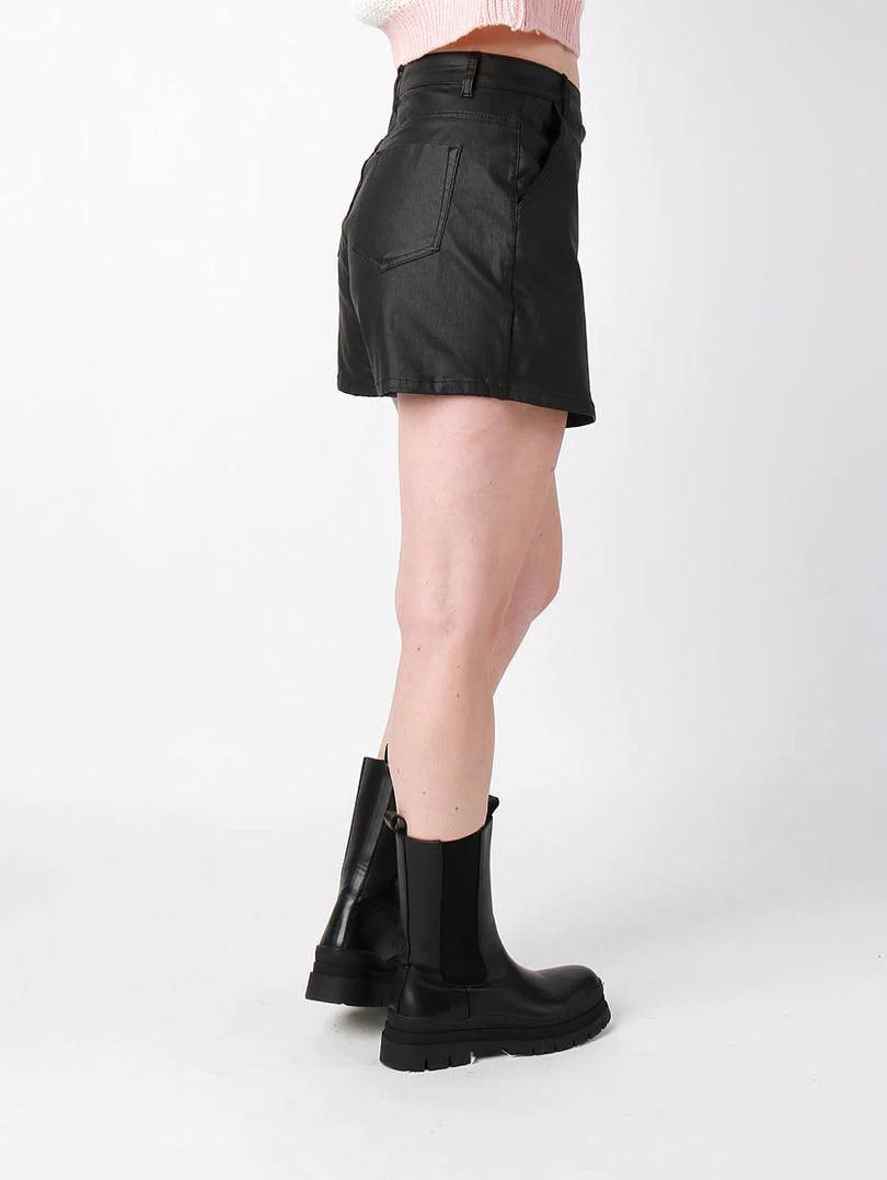 Jupe en simili cuir noir à boutons - Image 3
