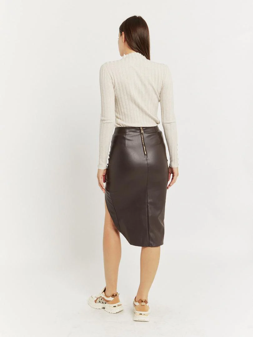 Jupe fendue en simili cuir - Image 6