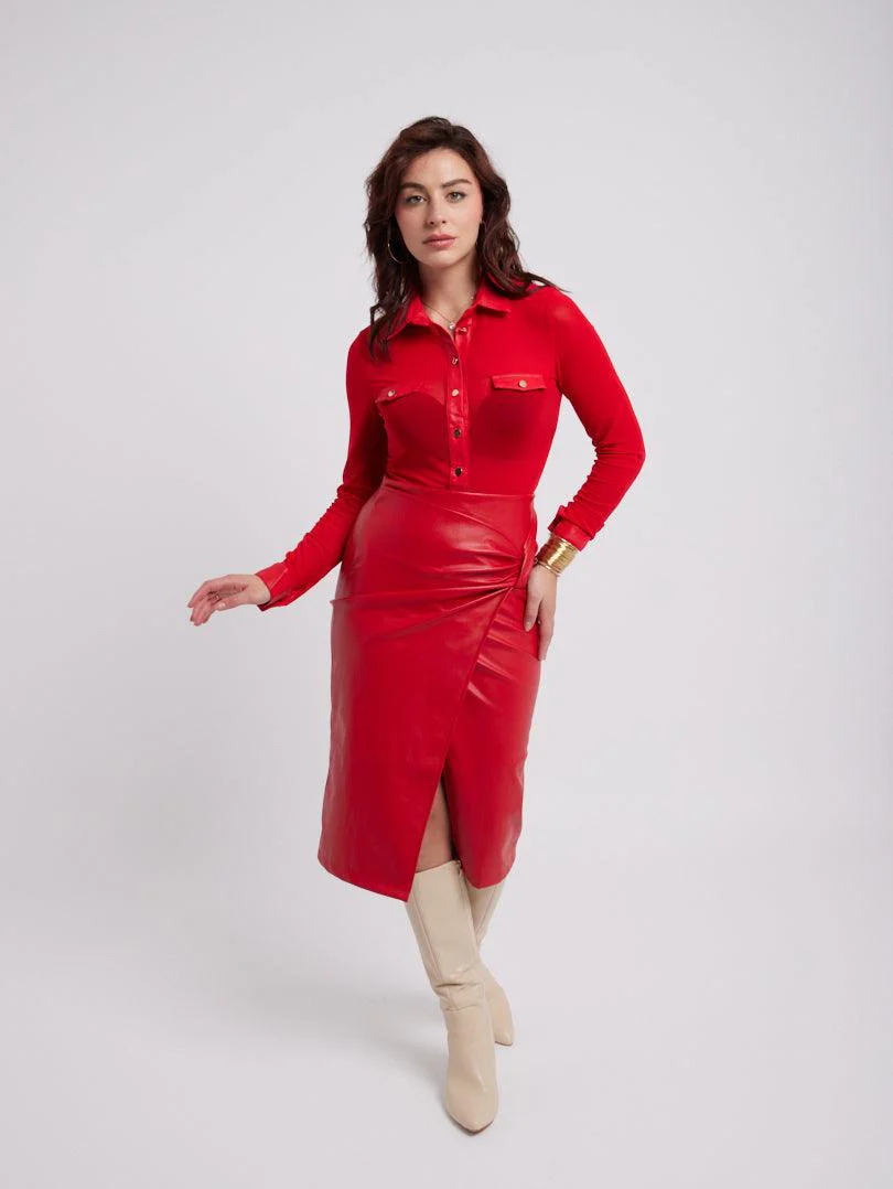 Jupe midi en simili cuir - Image 4