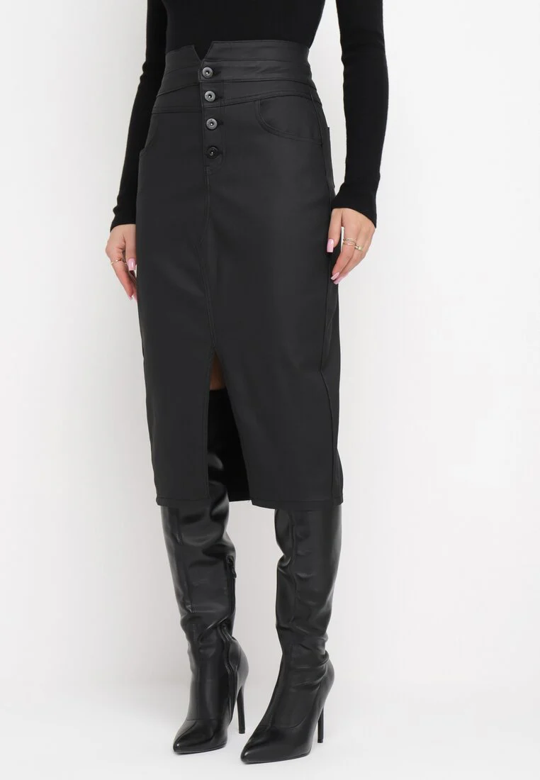 Jupe midi noire taille haute - Image 3