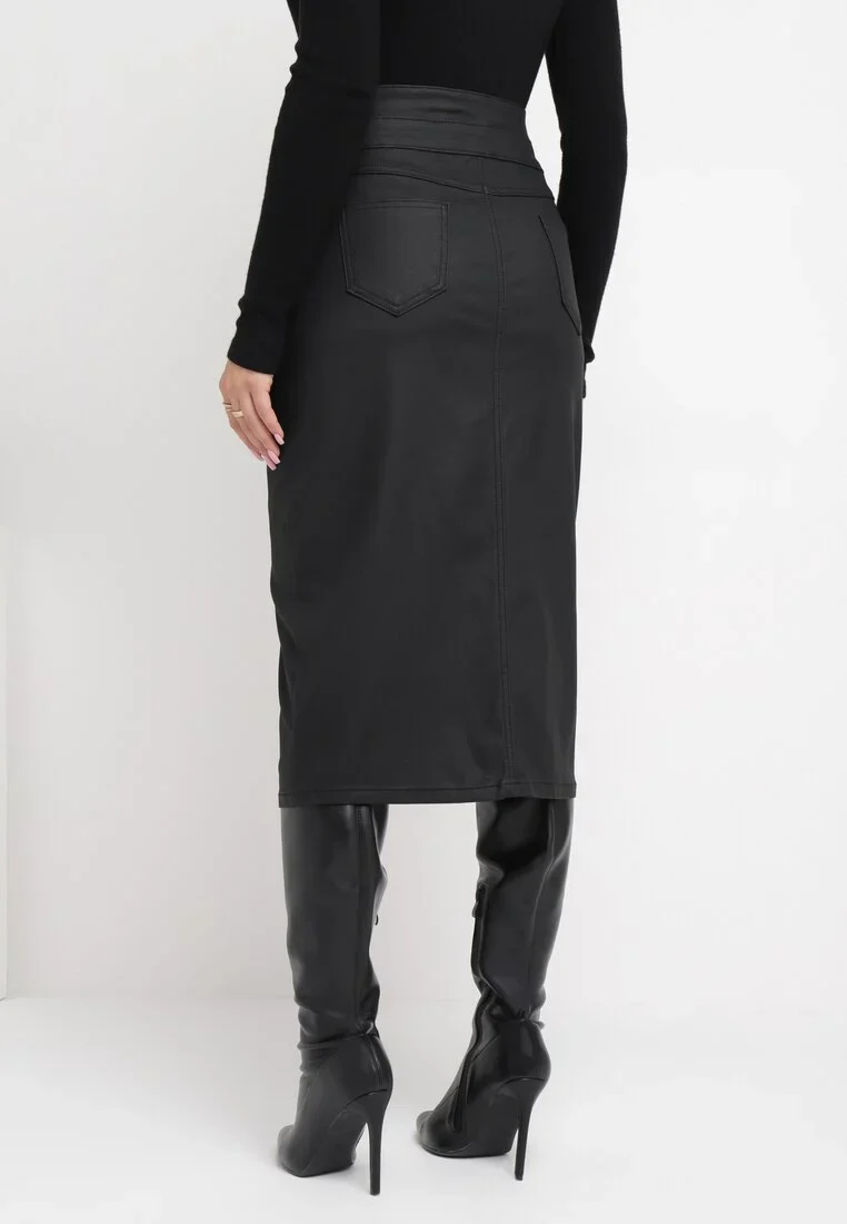 Jupe midi noire taille haute - Image 4