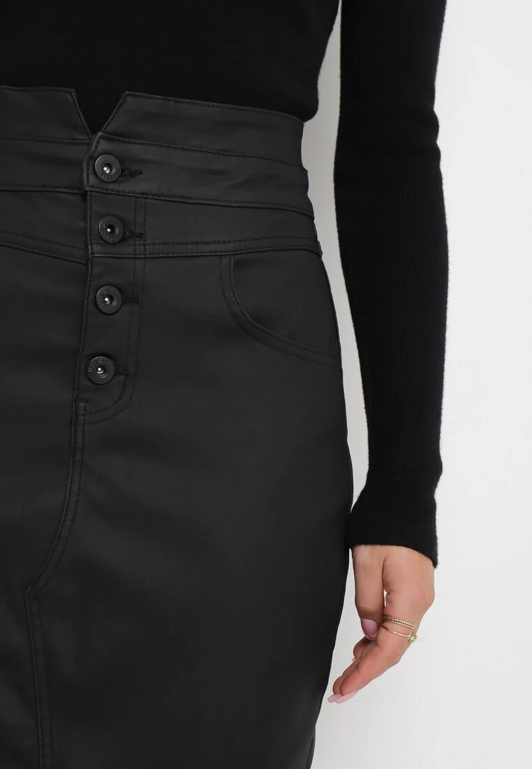 Jupe midi noire taille haute - Image 5