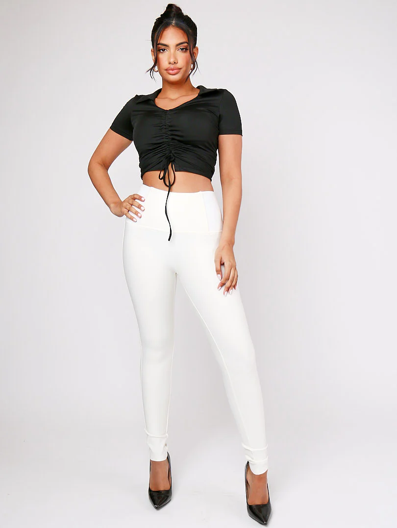 Legging blanc taille haute