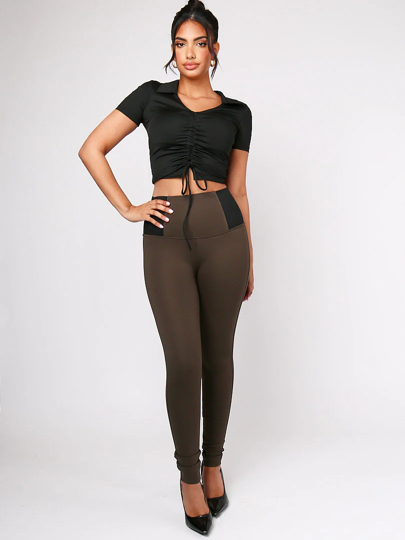 Legging kaki taille haute
