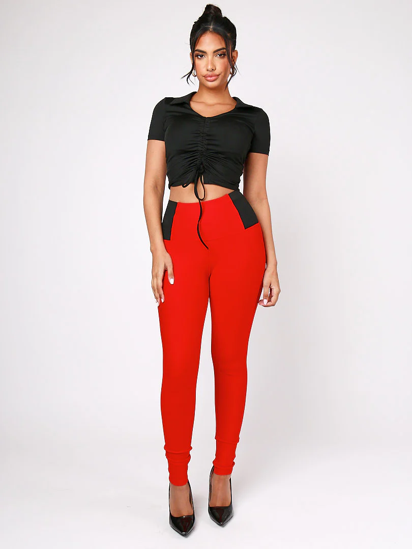 Legging rouge taille haute