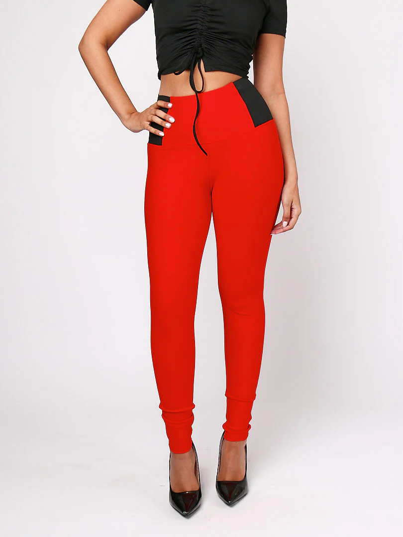 Legging rouge taille haute - Image 3