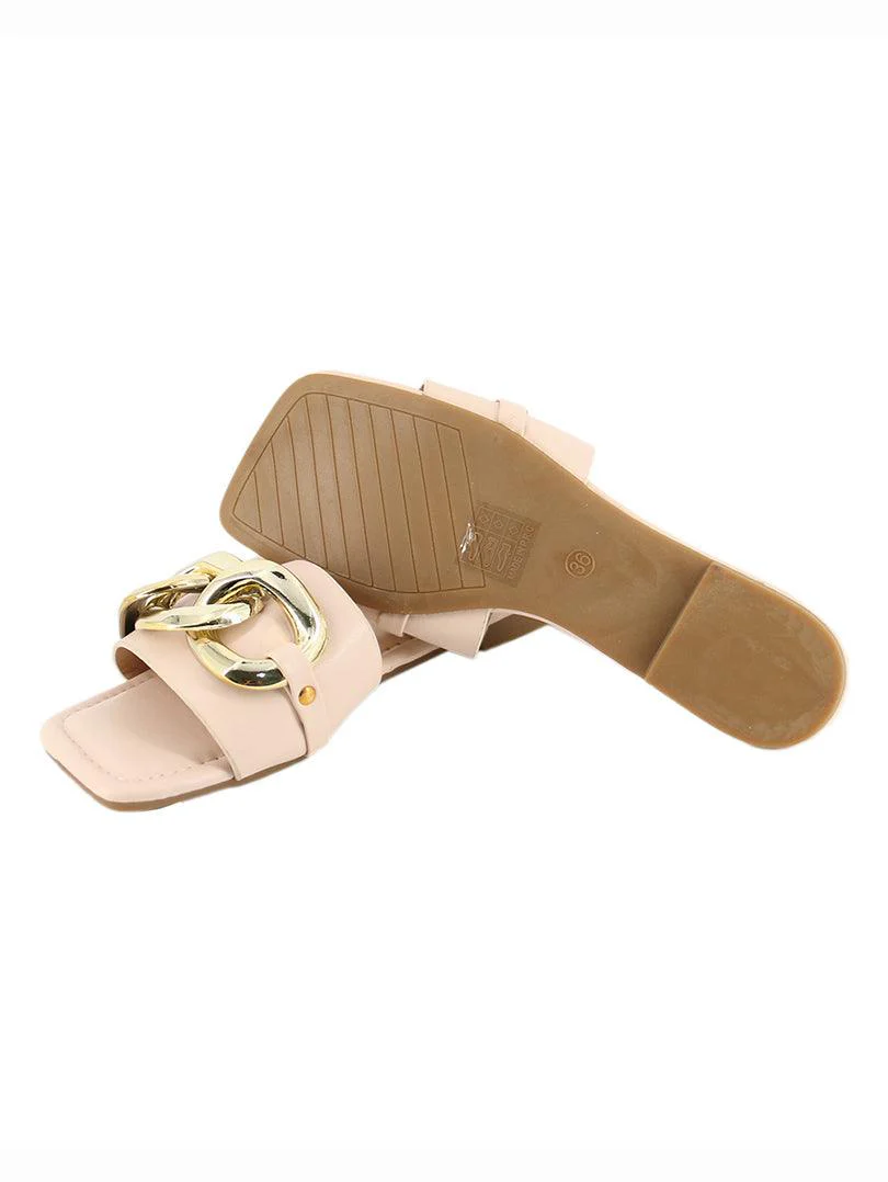 Mules en simili cuir à chaine doré - Image 12
