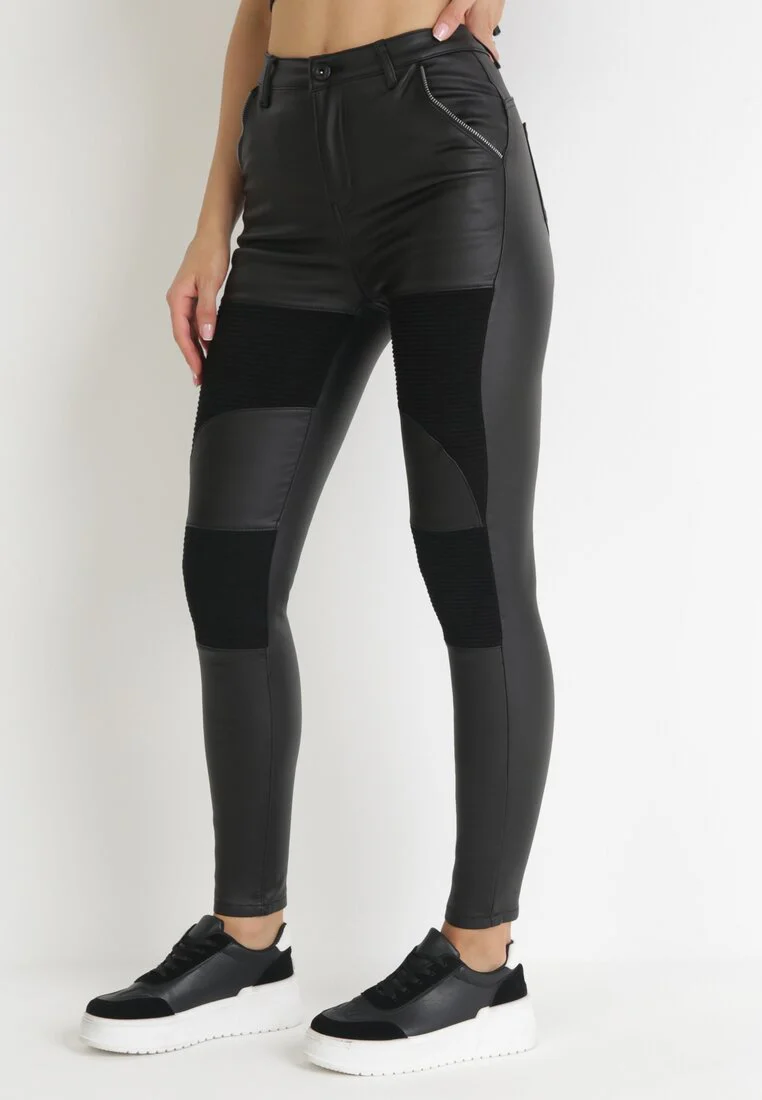 Pantalon biker avec empiècements noir - Image 3