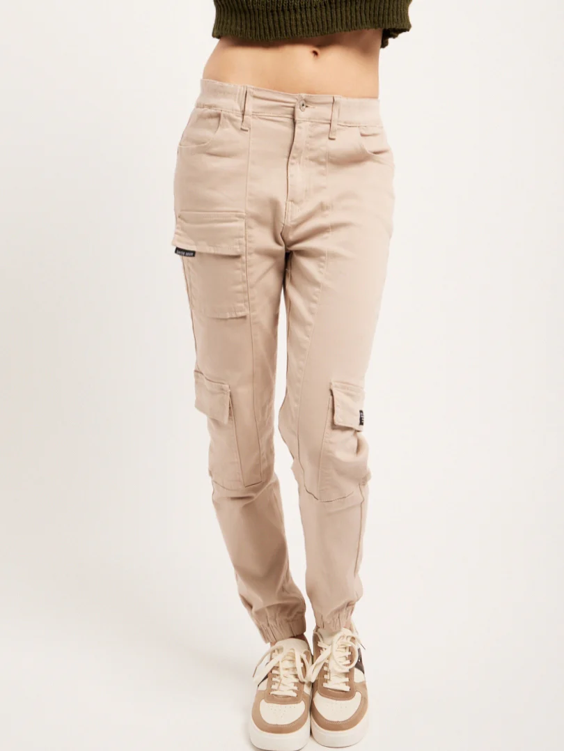 Pantalon cargo multi poches ourlet élastique