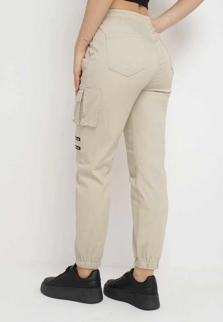 Pantalon cargo taille haute beige - Image 5