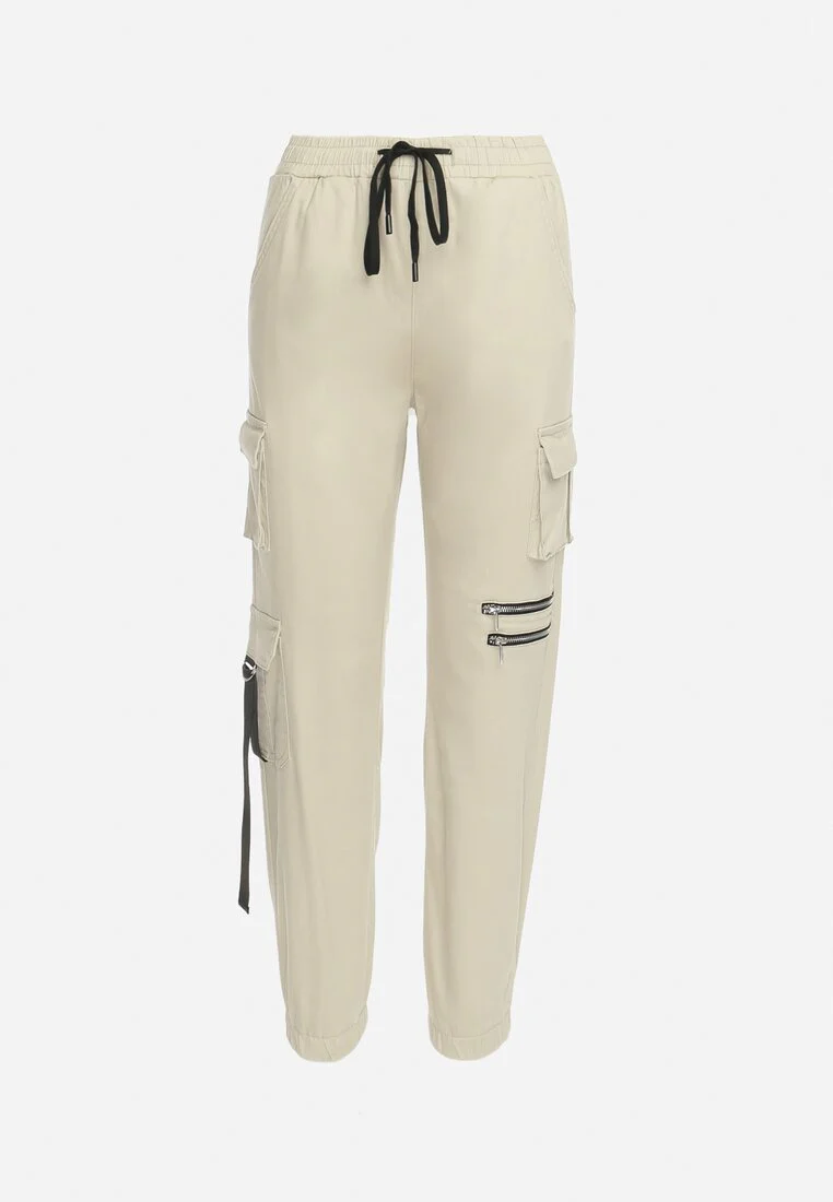 Pantalon cargo taille haute beige - Image 6
