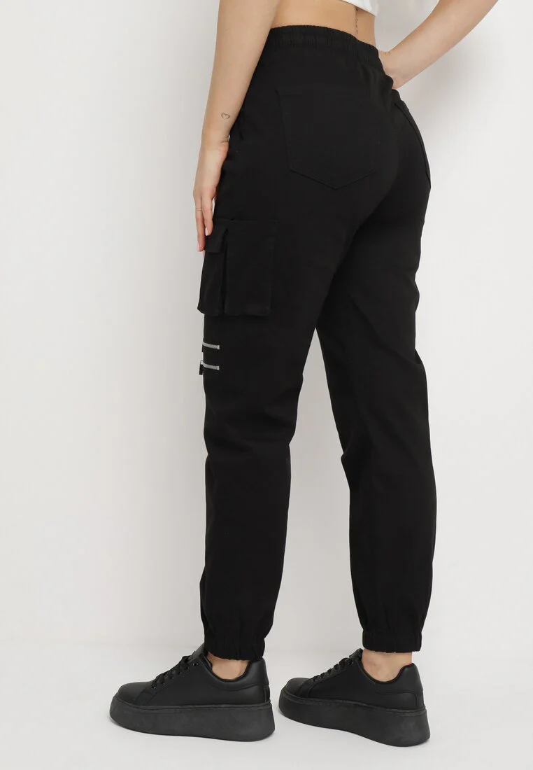 Pantalon cargo taille haute noir - Image 4