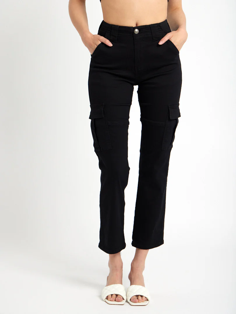 Pantalon cargo taille haute poche à rabat - Image 2