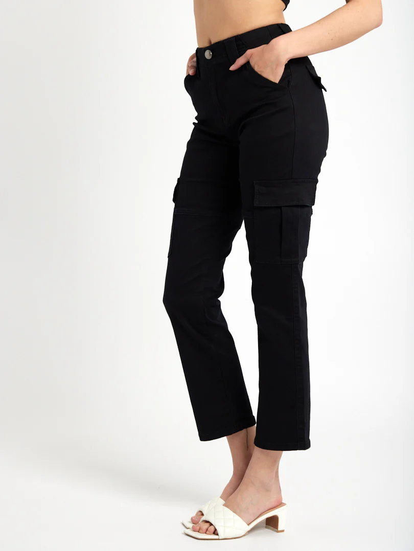 Pantalon cargo taille haute poche à rabat - Image 3