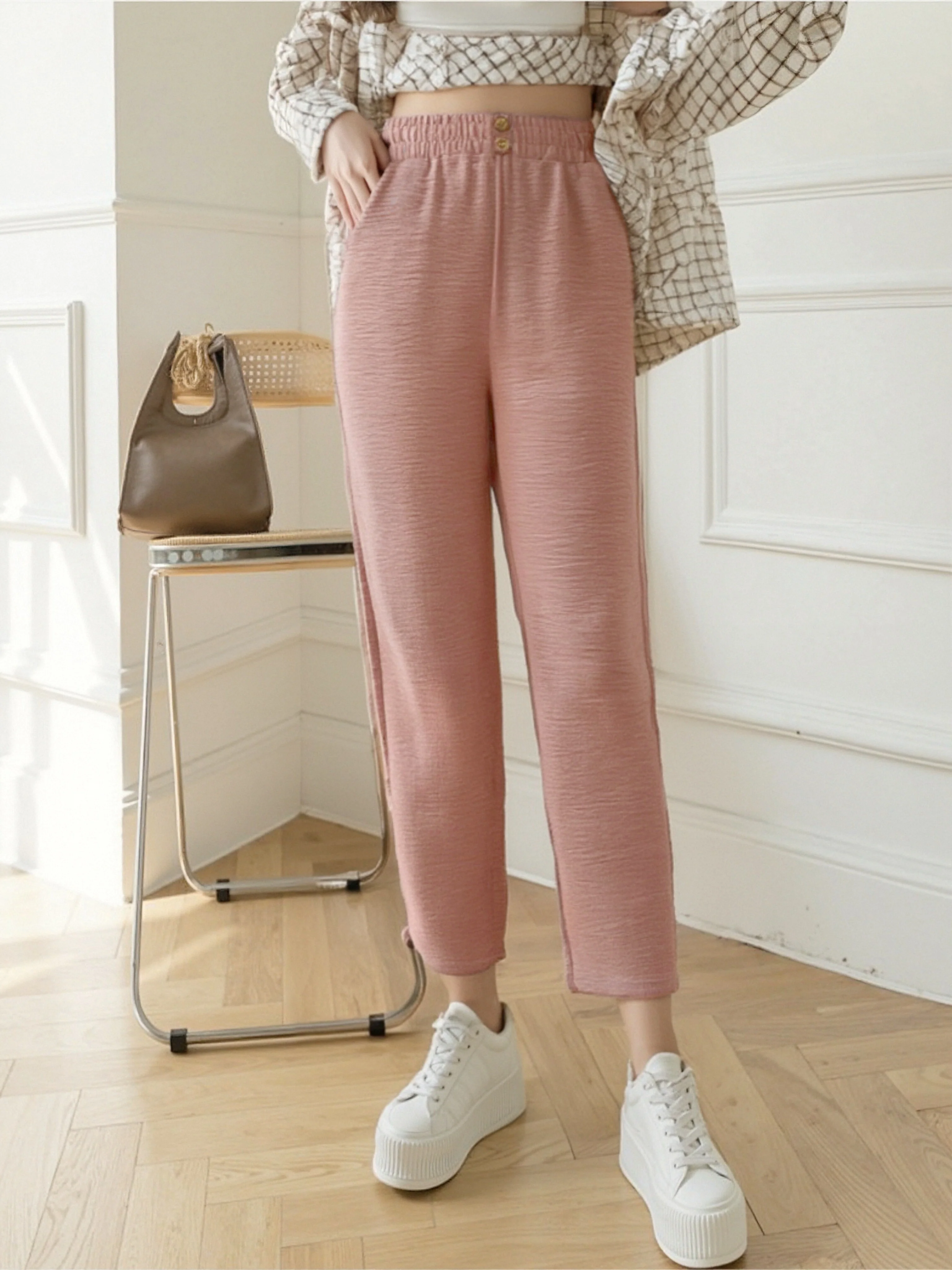 Pantalon d’été droit effet lin