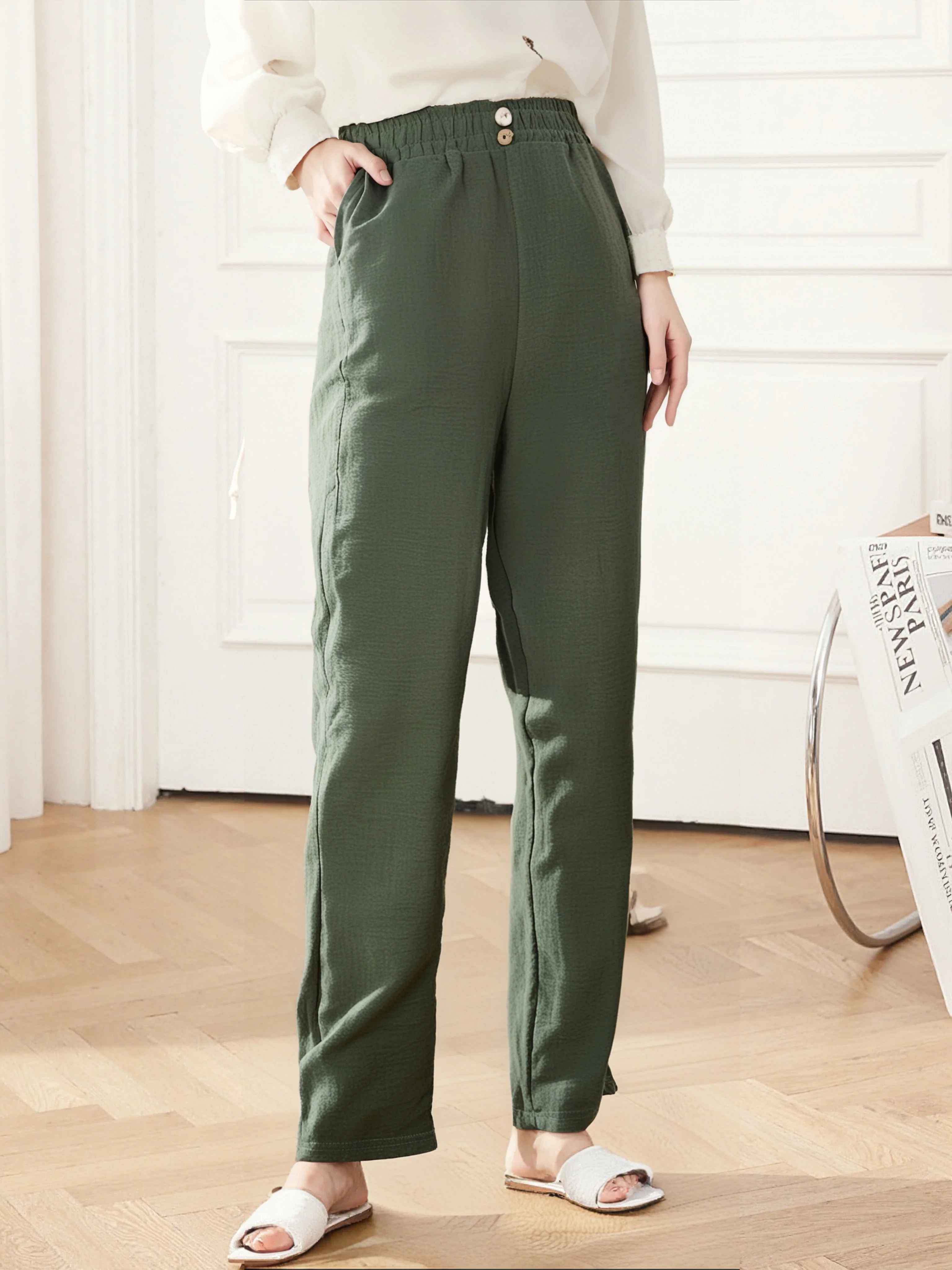 Pantalon d’été droit effet lin - Image 5
