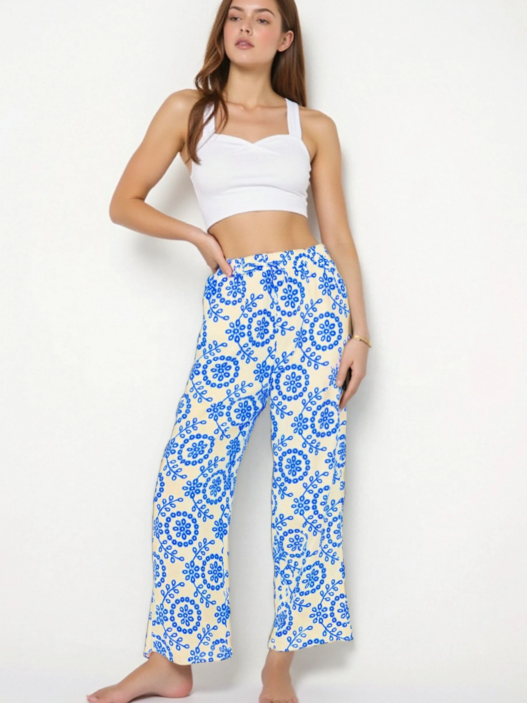 Pantalon d’été femme à droite – imprimé floral