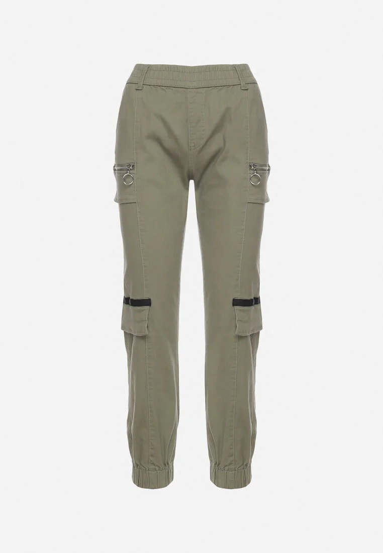Pantalon de cargo kaki en coton avec taille élastique - Image 6