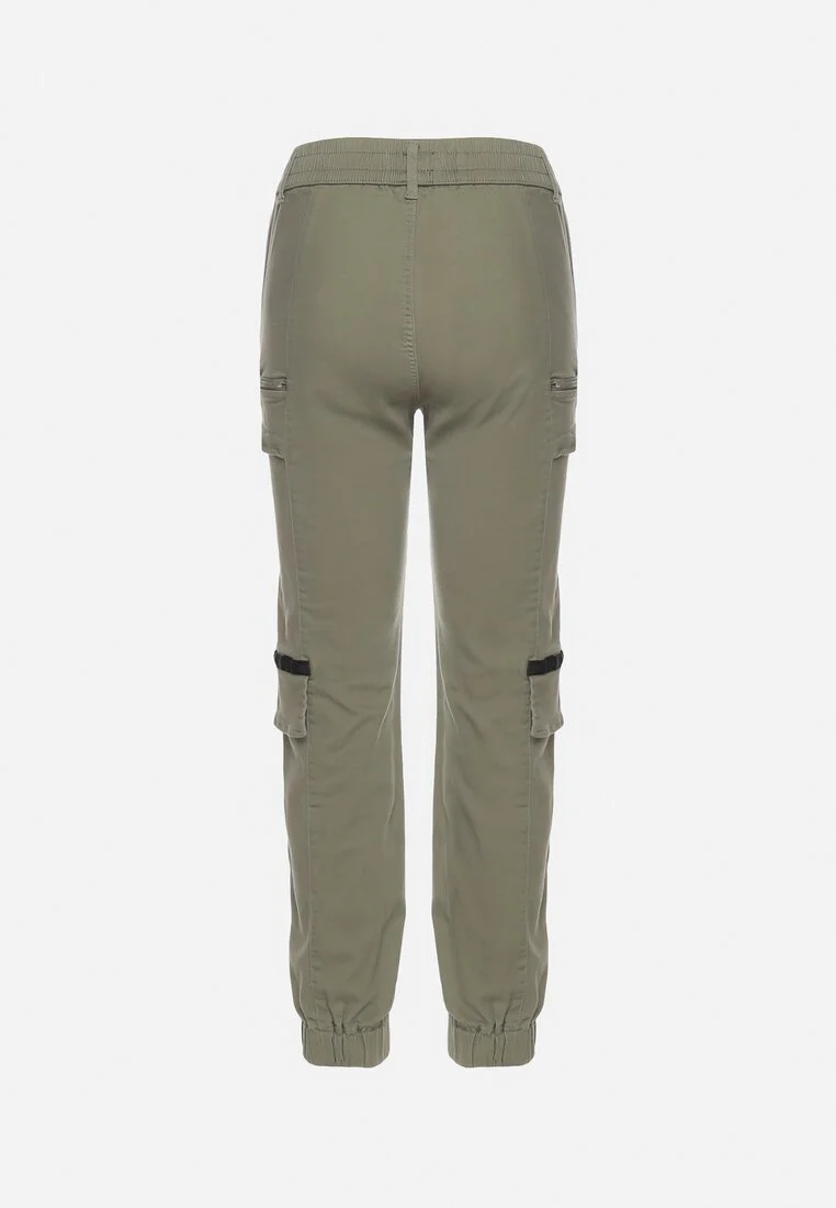 Pantalon de cargo kaki en coton avec taille élastique - Image 7