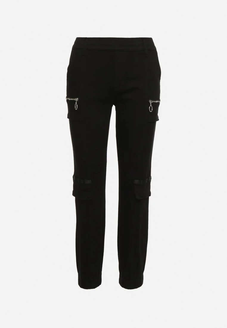 Pantalon de cargo noir en coton avec taille élastique - Image 7