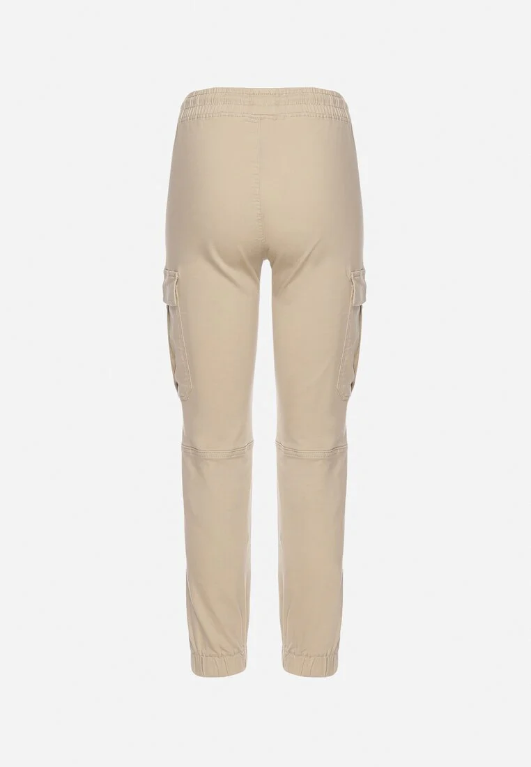 Pantalon de combat en coton beige avec cordon de serrage - Image 7
